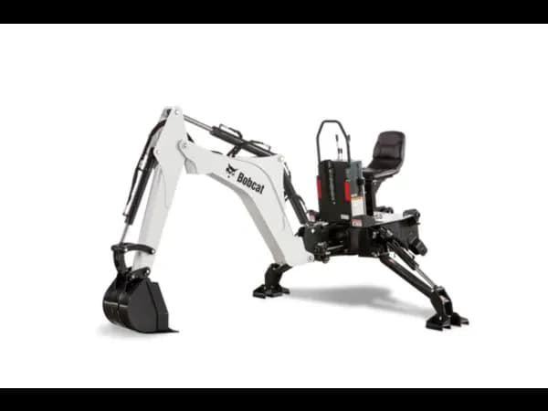 Representative Bobcat compact tractor backhoe stock image
